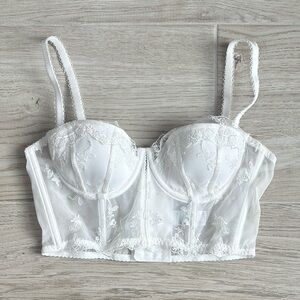 Elegant White Lace Bustier Bra